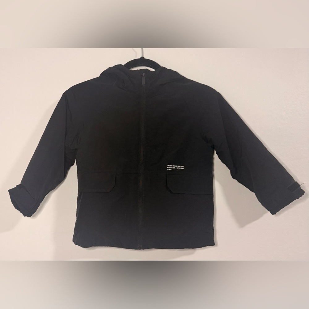 Zara Kids Black Hooded Jacket Coat Full Zip Size 6